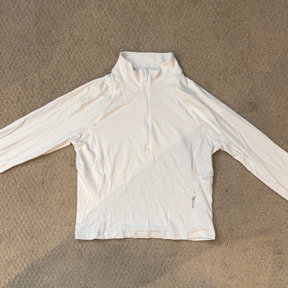 White Athletic Quarter-Zip Pullover